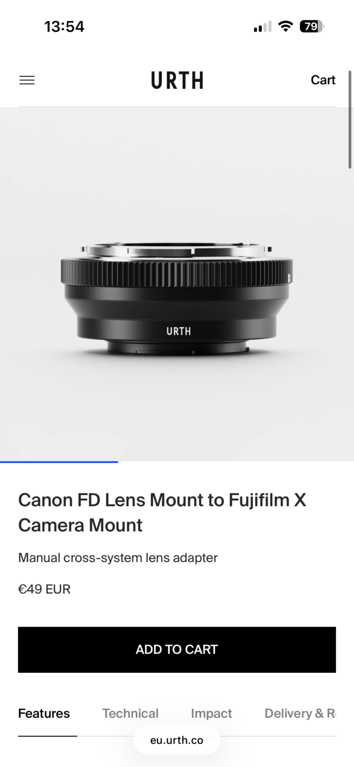 Urth αντάπτορας FD σε Fuji X καινούργιος